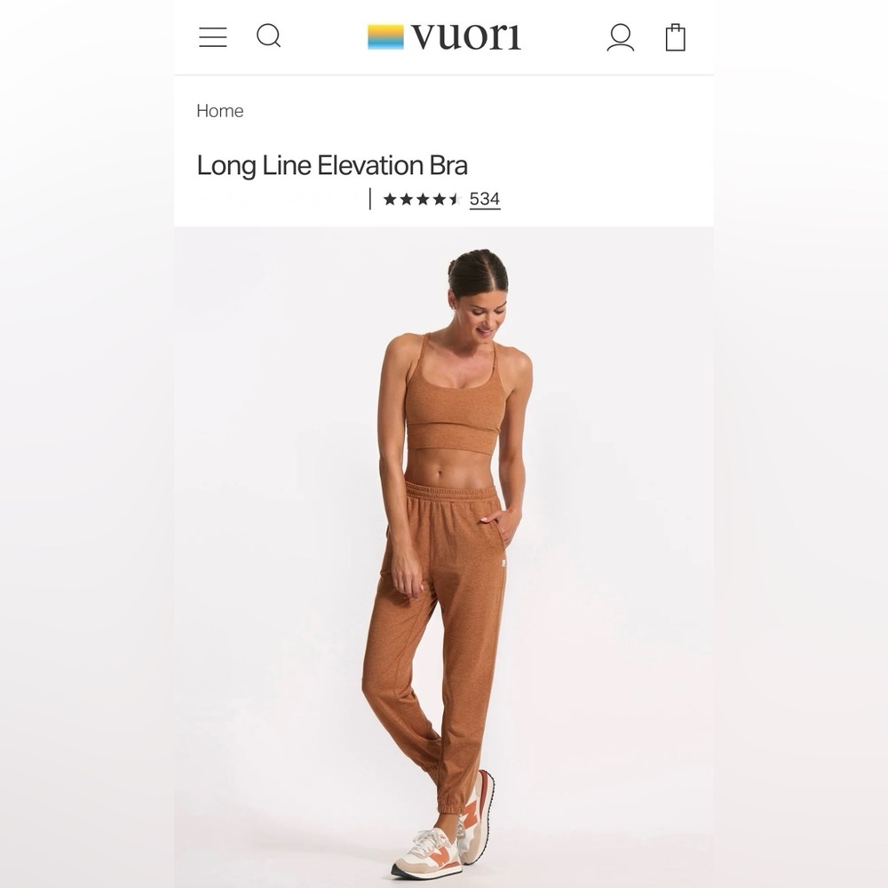 Vuori Long Line Elevation Bra Women’s Small Performance Stretch Comfort Wicking